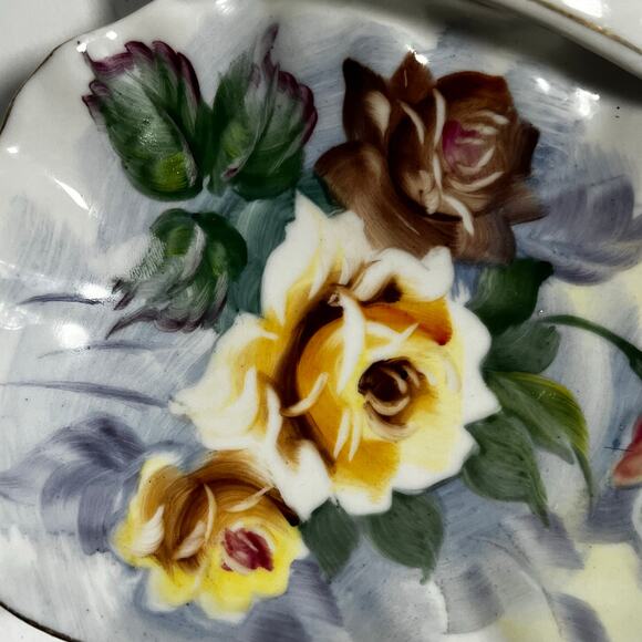 Vtg Japan UCAGO Handpainted Divided Candy Trinket Relish Ceramic Dish Floral Dec - Picture 12 of 13